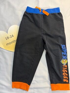 Disney - Black and Orange Joggers with Elastic Waistband and Tigger design